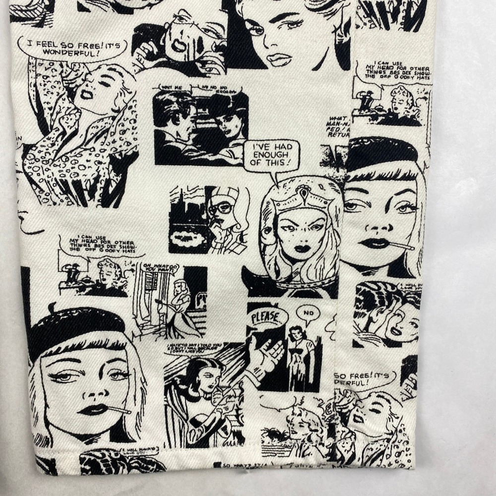 Reformation Newsprint Jeans Women's Size 2* Black and White Comic Print - Picture 4 of 16